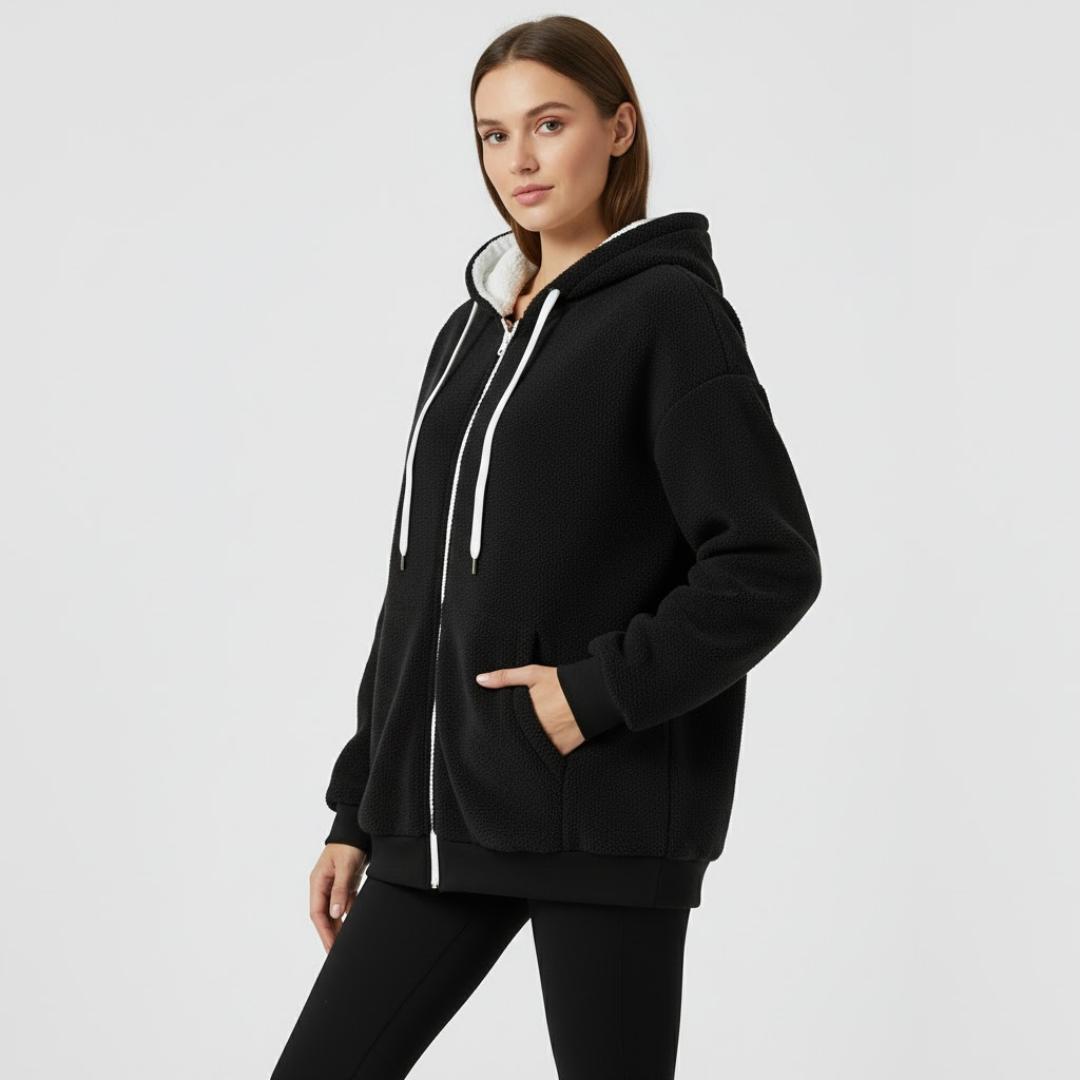 Liv | Dames Oversized Hoodie met Rits Larenza.nl