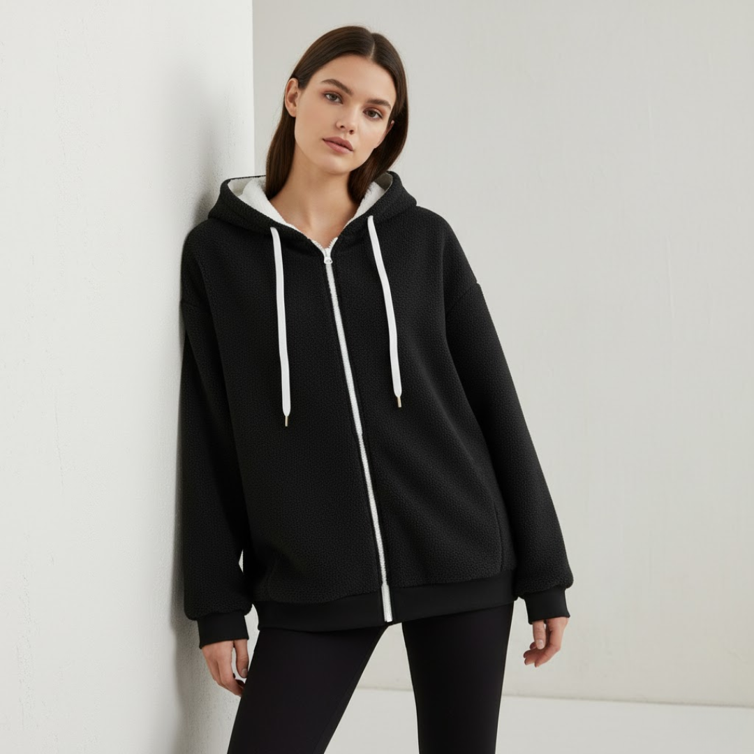 Liv | Dames Oversized Hoodie met Rits Larenza.nl