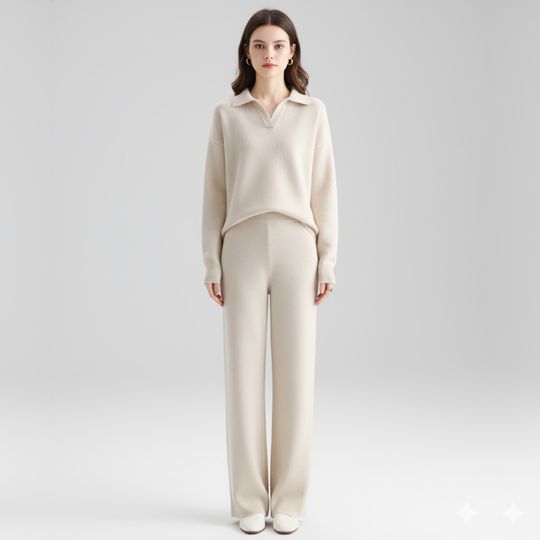 Lotte | Dames Loungewear Set Trui & Broek Oversized Beige Larenza.nl