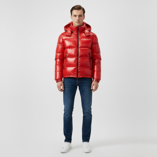 Lucas | Heren Pufferjas met Capuchon Waterafstotend Rood Larenza.nl