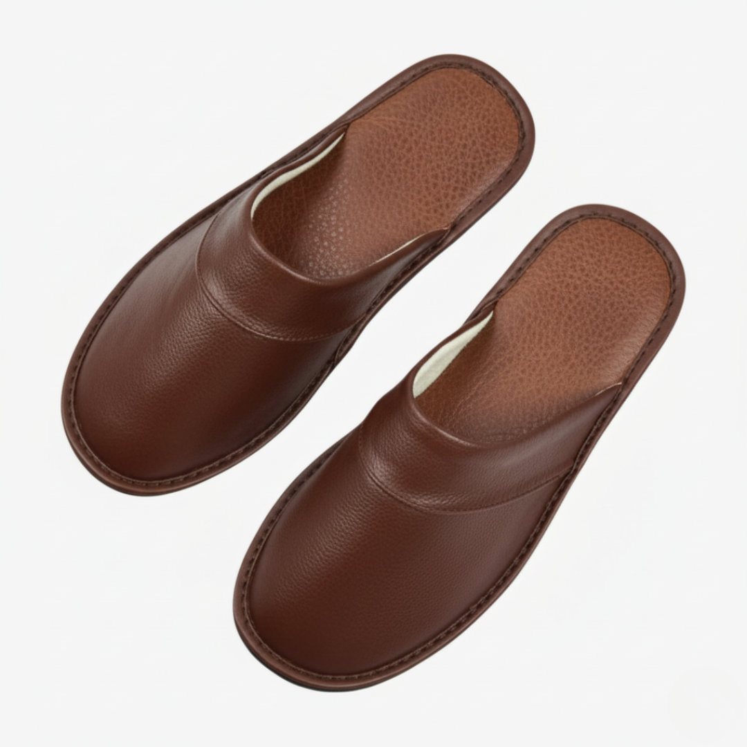 Martijn | Heren Pantoffels Warm Antislip Bruin Larenza.nl