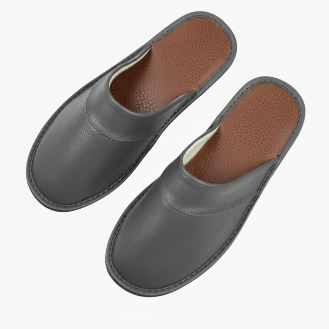 Martijn | Heren Pantoffels Warm Antislip Grijs Larenza.nl