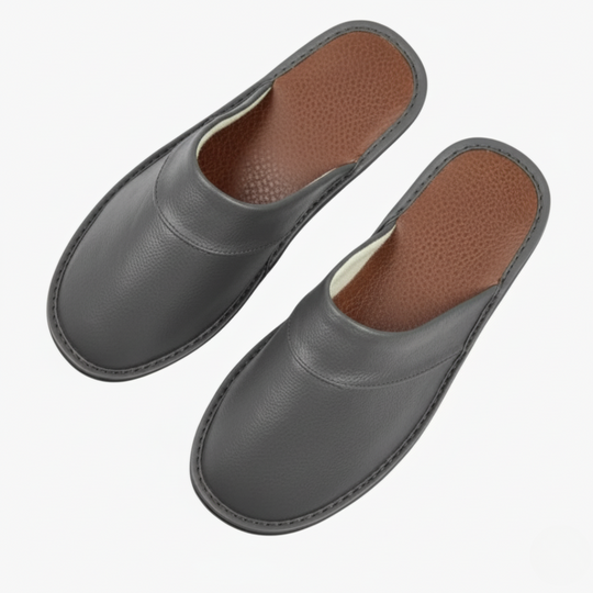 Martijn | Heren Pantoffels Warm Antislip Grijs Larenza.nl