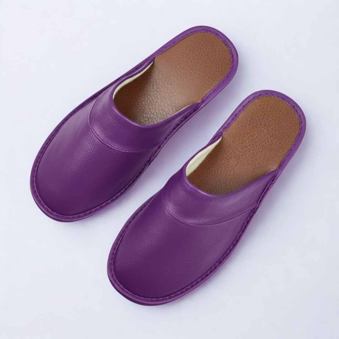 Martijn | Heren Pantoffels Warm Antislip Paars Larenza.nl