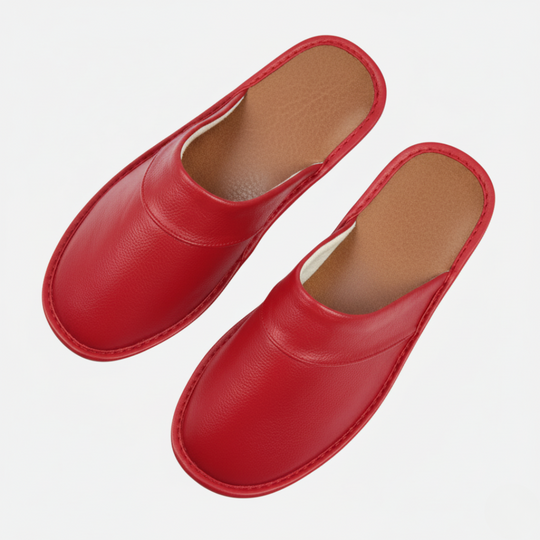 Martijn | Heren Pantoffels Warm Antislip Rood Larenza.nl