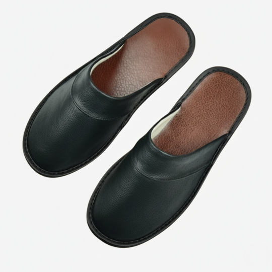 Martijn | Heren Pantoffels Warm Antislip Zwart Larenza.nl