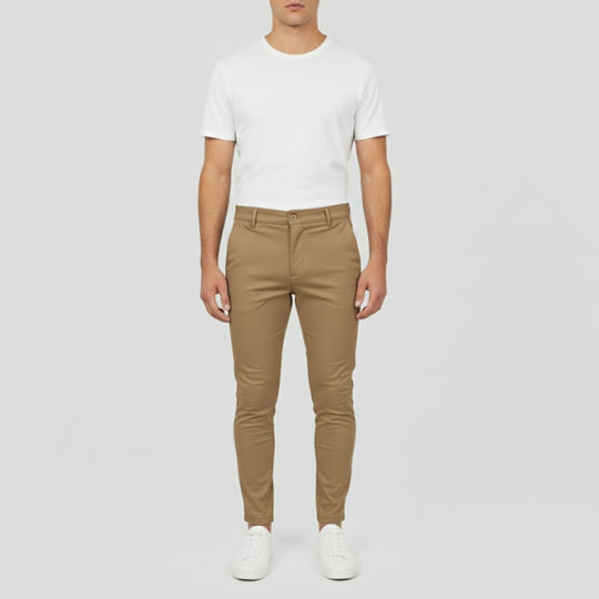 Niels | Heren Slim Fit Business Broek Lichtbruin Larenza.nl