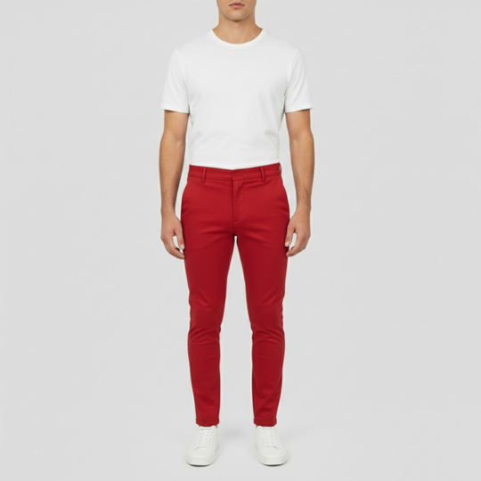 Niels | Heren Slim Fit Business Broek Rood Larenza.nl