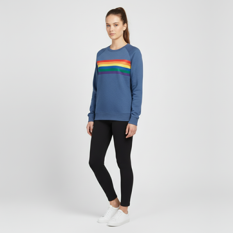 Noor | Dames Sweatshirt Regenboog Strepen Larenza.nl