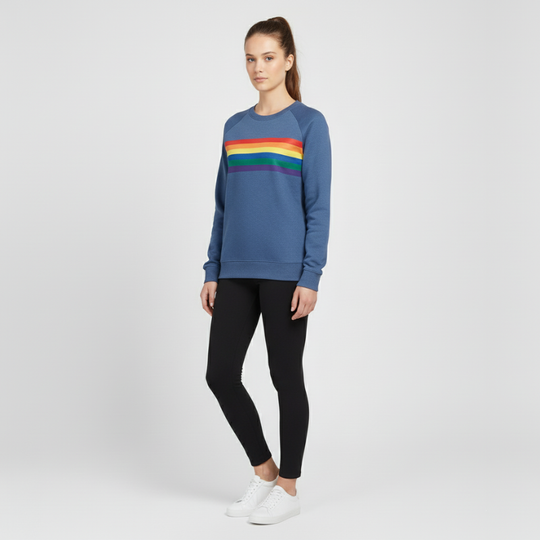 Noor | Dames Sweatshirt Regenboog Strepen Larenza.nl