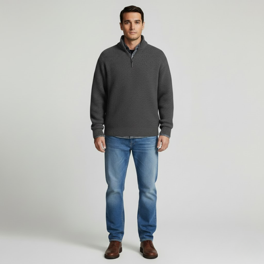 Noud | Heren Trui Gebreide Pullover Grijs Larenza.nl