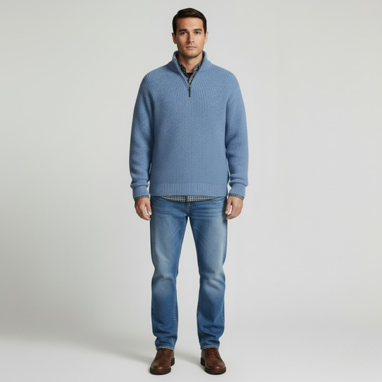 Noud | Heren Trui Gebreide Pullover Lichtblauw Larenza.nl