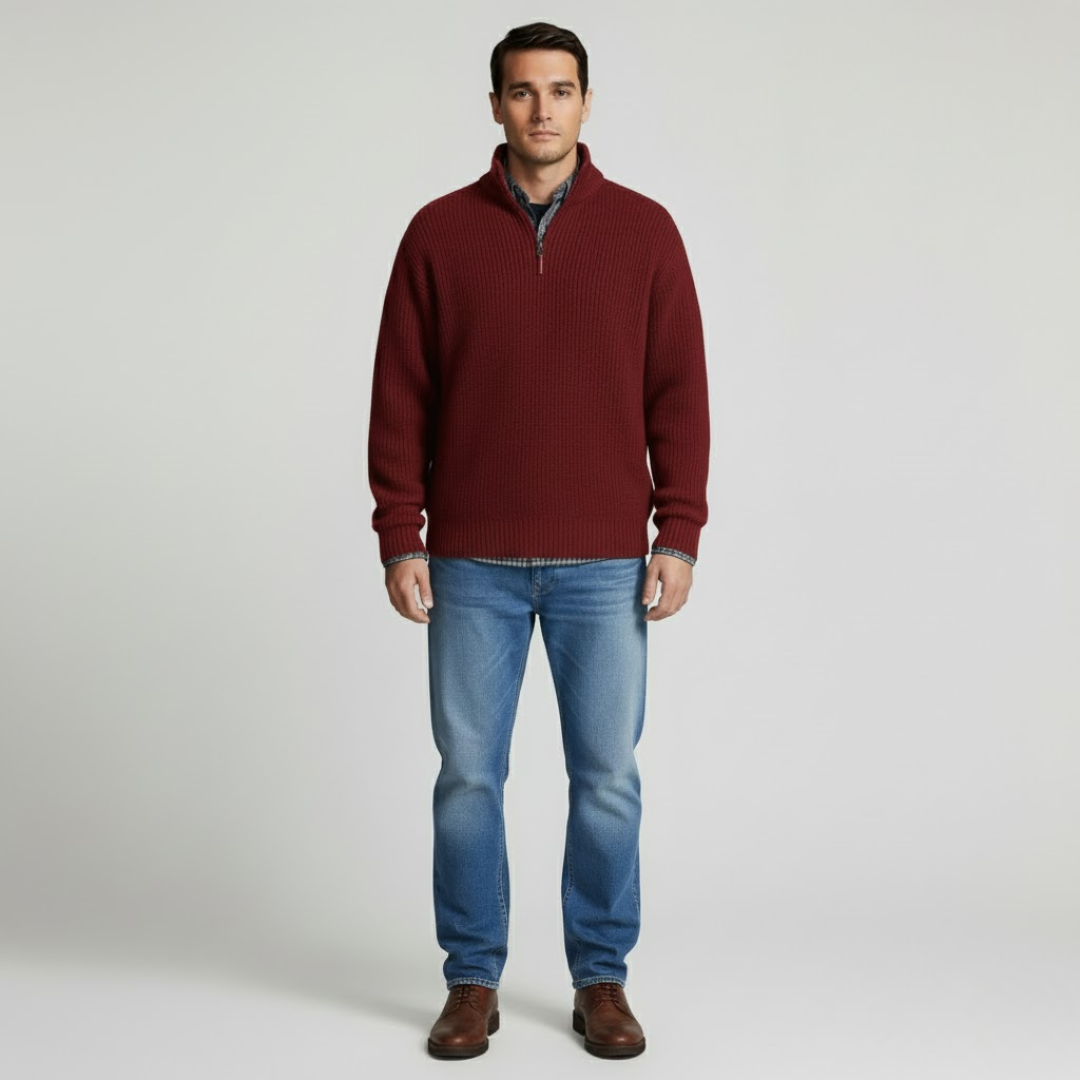 Noud | Heren Trui Gebreide Pullover Rood Larenza.nl
