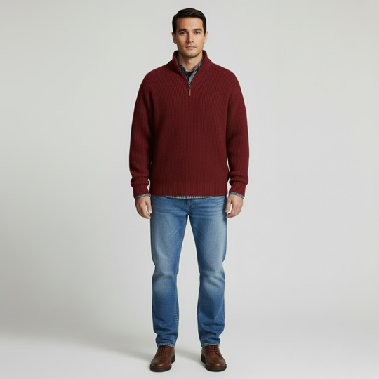 Noud | Heren Trui Gebreide Pullover Rood Larenza.nl