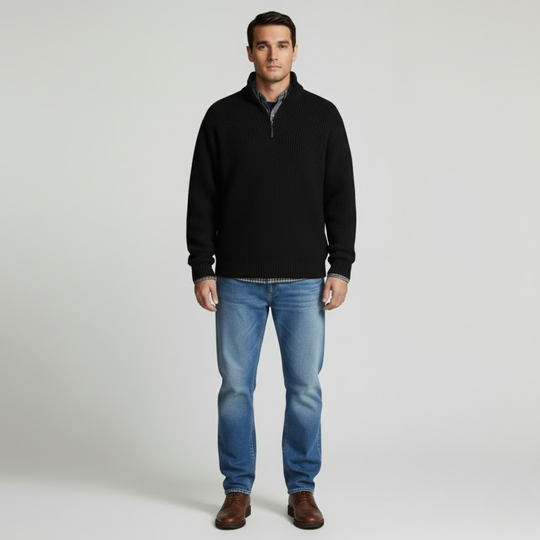 Noud | Heren Trui Gebreide Pullover Zwart Larenza.nl