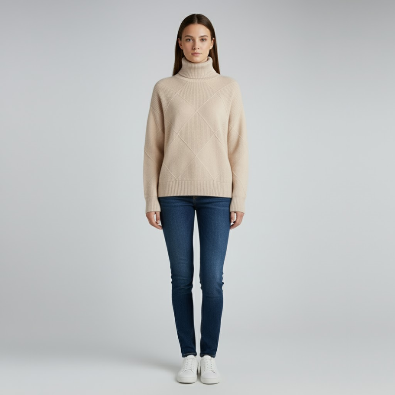 Quinty | Dames Warme Coltrui Beige Larenza.nl