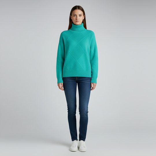 Quinty | Dames Warme Coltrui Turquoise Larenza.nl