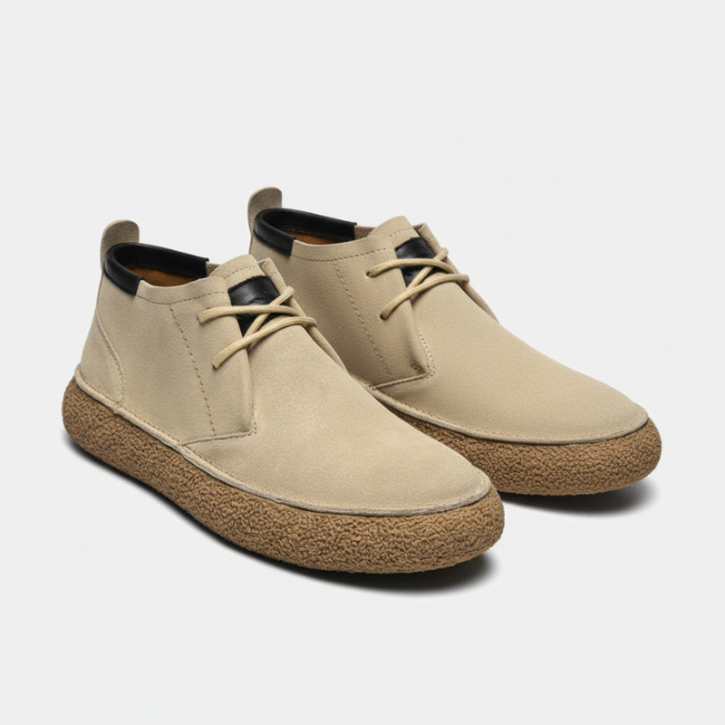 Rick | Heren Enkelhoge Veterschoenen Antislip Beige Larenza.nl