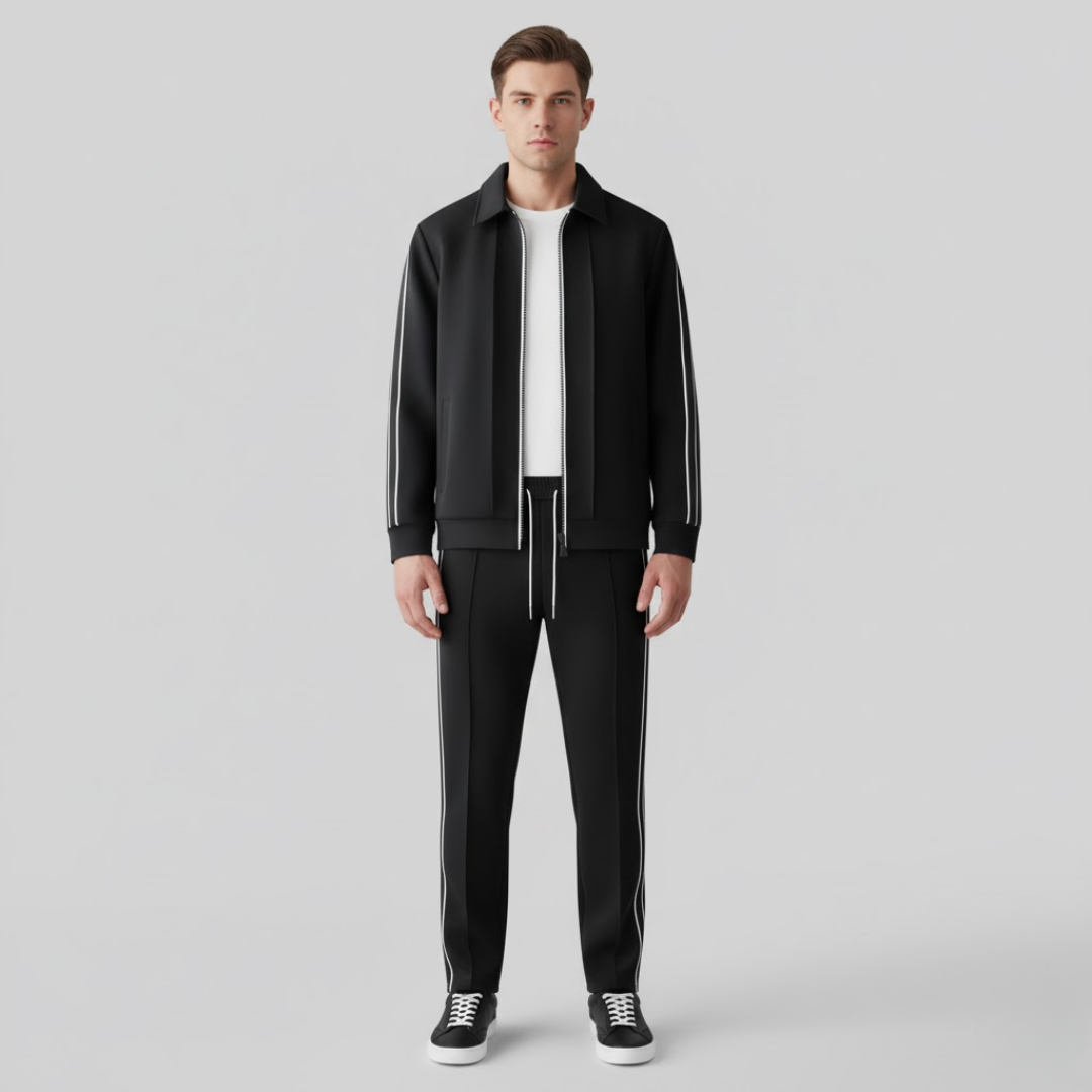 Riven | Heren Monaco Trainingsset Zwart Larenza.nl