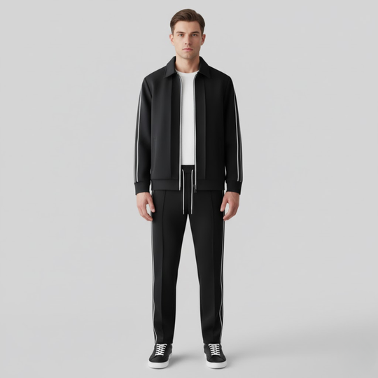 Riven | Heren Monaco Trainingsset Zwart Larenza.nl