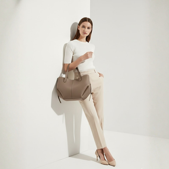 Romy | Dames Vintage Tote Bag Taupe Larenza.nl