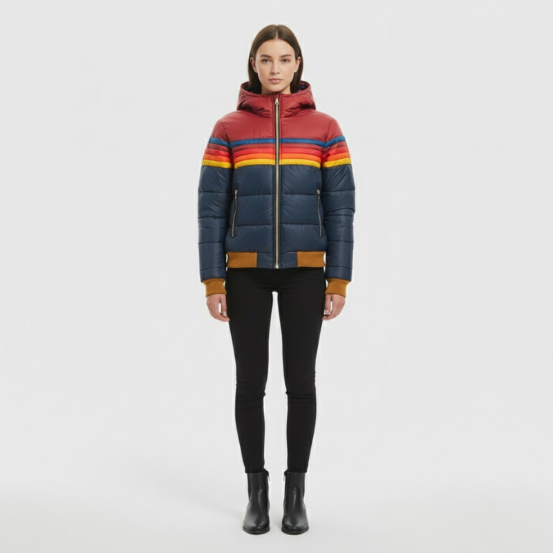 Sophie | Dames Puffer Winterjas Hoge Kraag Donkerblauw Larenza.nl