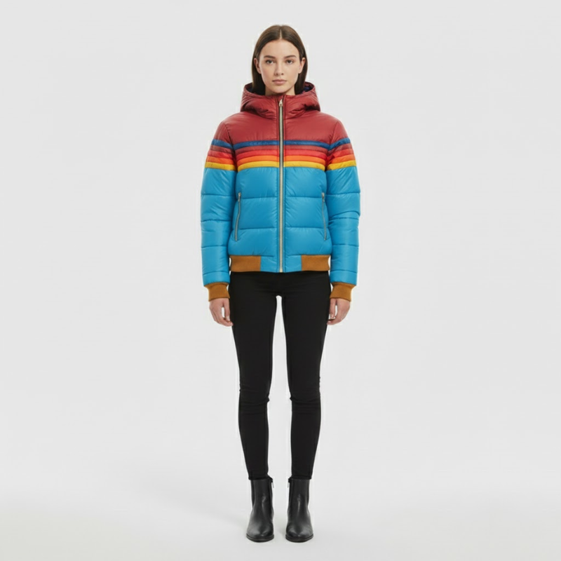 Sophie | Dames Puffer Winterjas Hoge Kraag Luminescent Blauw Larenza.nl