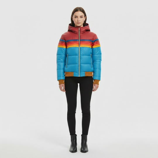 Sophie | Dames Puffer Winterjas Hoge Kraag Luminescent Blauw Larenza.nl