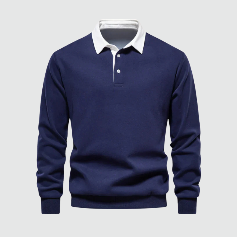 Stefan | Heren Lange Mouw Polo Blauw Larenza.nl