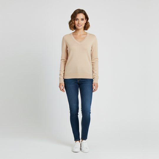 Tess | Dames Gebreide Trui Pullover Beige Larenza.nl