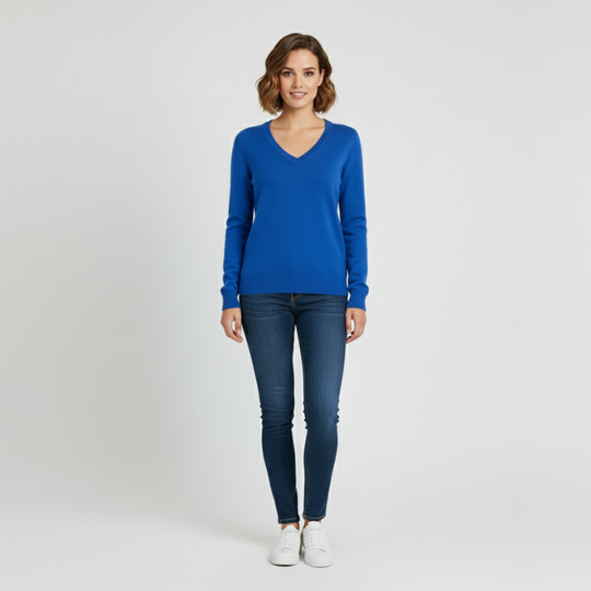 Tess | Dames Gebreide Trui Pullover Marineblauw Larenza.nl