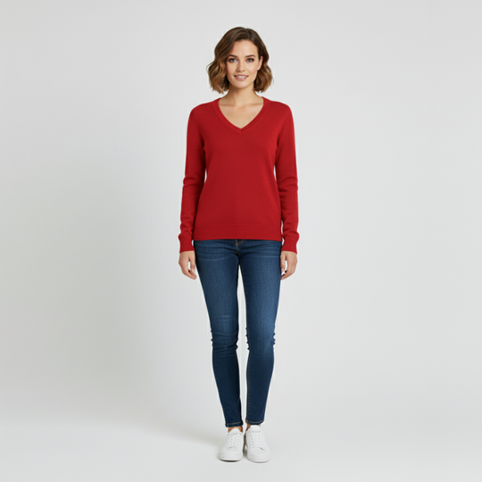 Tess | Dames Gebreide Trui Pullover Rood Larenza.nl