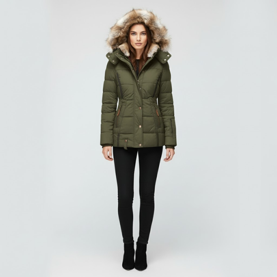 Tessa | Dames Winterjas Slim Fit Met Capuchon Groen Larenza.nl