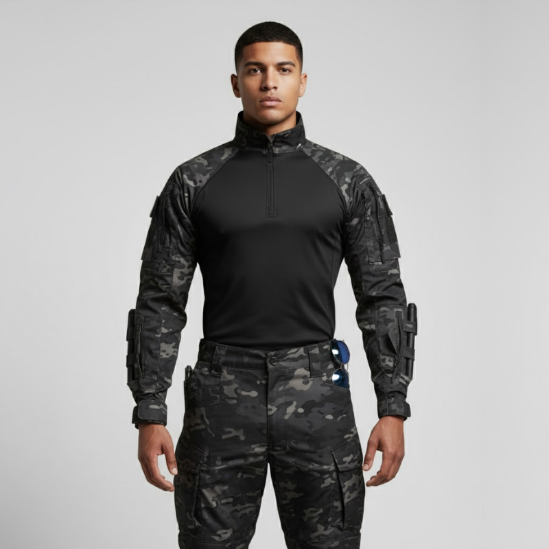 Teun | Tactisch Uniform Heren Camouflage Set Zwart Larenza.nl