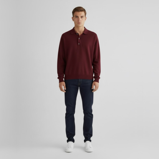 Thijs | Heren Polotrui met Knoopsluiting Bordeau Larenza.nl