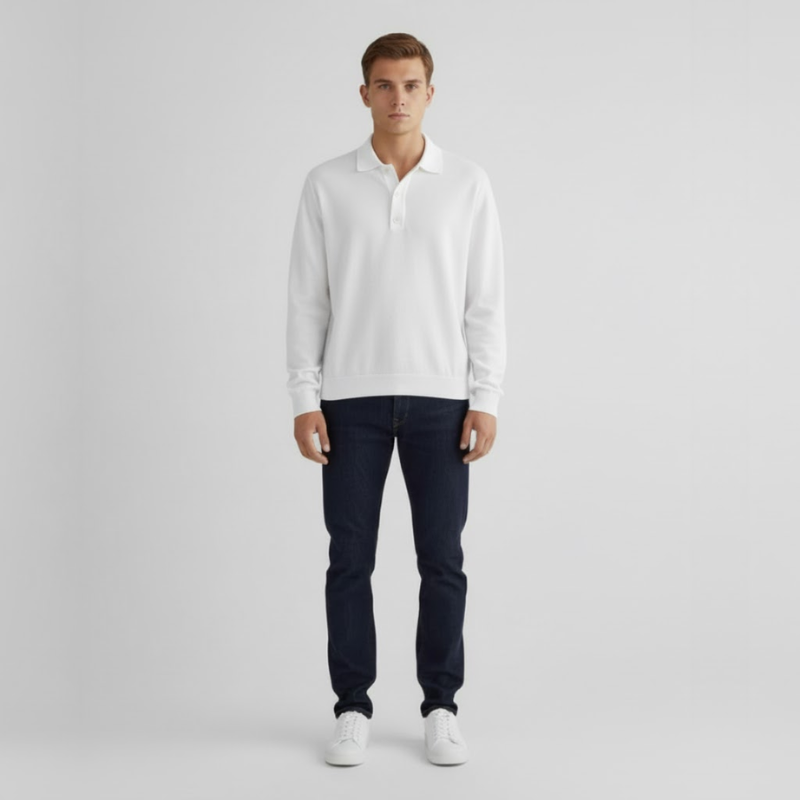 Thijs | Heren Polotrui met Knoopsluiting Wit Larenza.nl