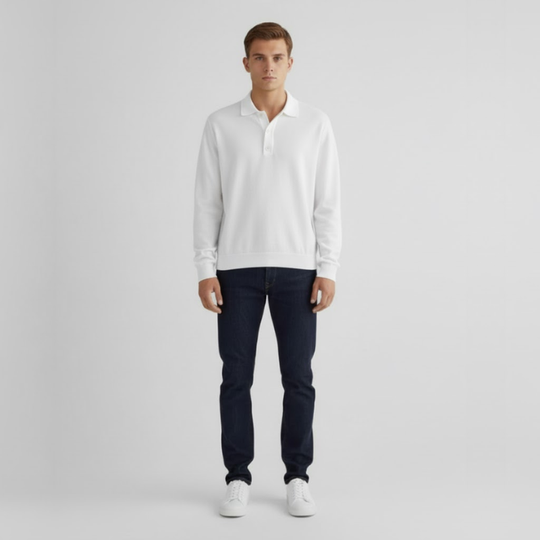 Thijs | Heren Polotrui met Knoopsluiting Wit Larenza.nl
