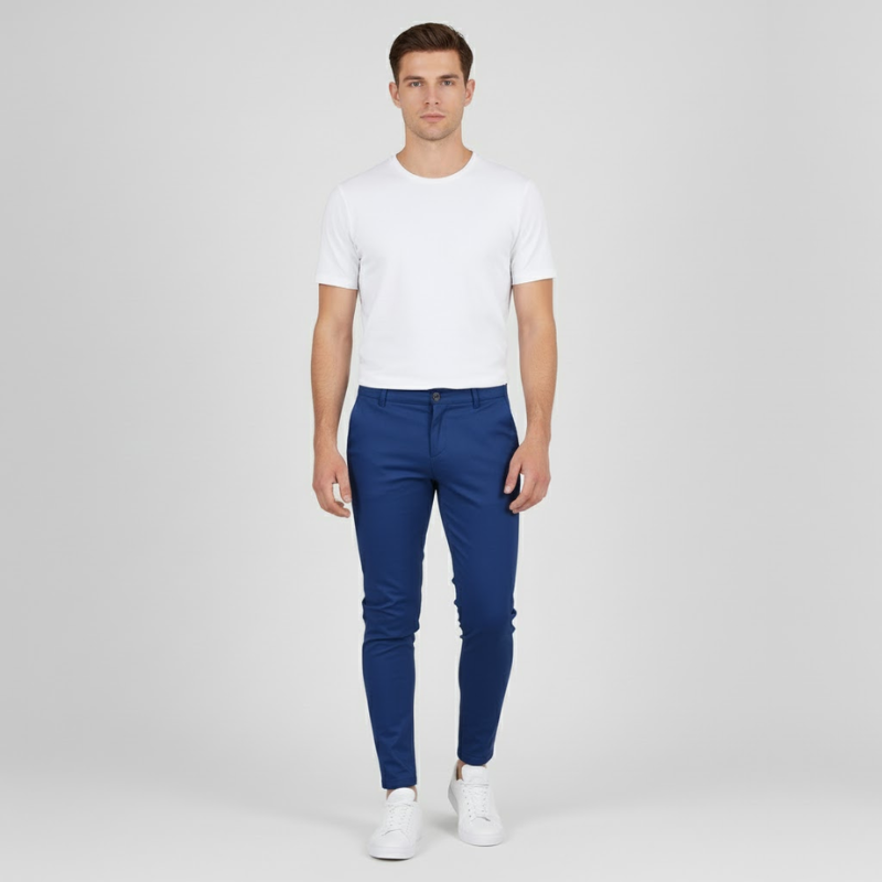 Tom | Heren Chino Skinny Fit Koninklijk blauw Larenza.nl