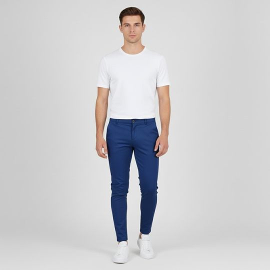 Tom | Heren Chino Skinny Fit Koninklijk blauw Larenza.nl