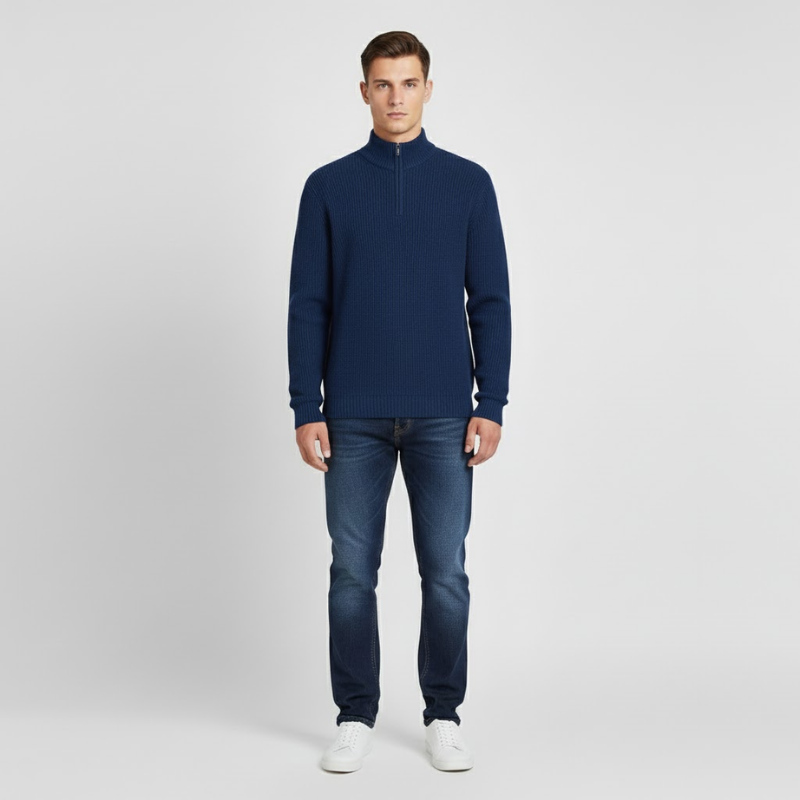 Vincent | Heren Zip-Up Trui Blauw Larenza.nl