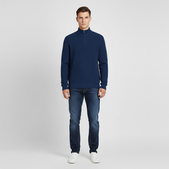 Vincent | Heren Zip-Up Trui Blauw Larenza.nl