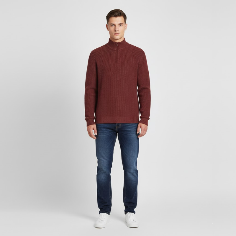Vincent | Heren Zip-Up Trui Rood Larenza.nl