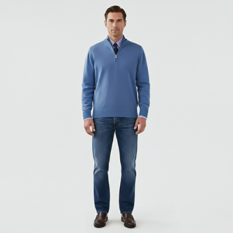 Wout | Heren Half Zip Trui Blauw Larenza.nl