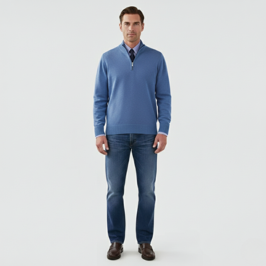 Wout | Heren Half Zip Trui Blauw Larenza.nl