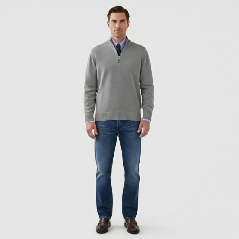 Wout | Heren Half Zip Trui Grijs Larenza.nl