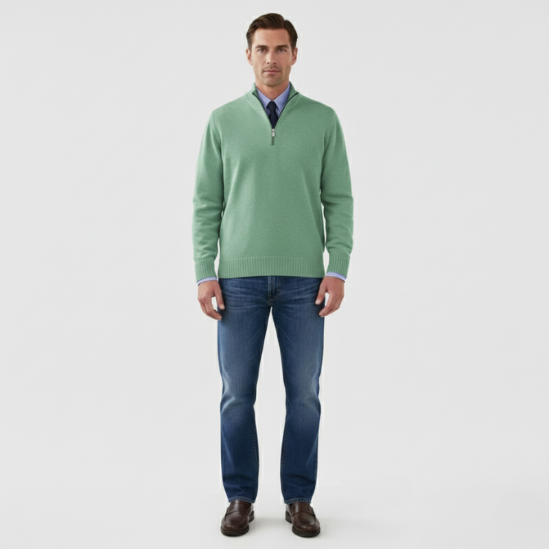 Wout | Heren Half Zip Trui Groen Larenza.nl