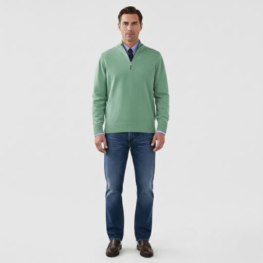 Wout | Heren Half Zip Trui Groen Larenza.nl