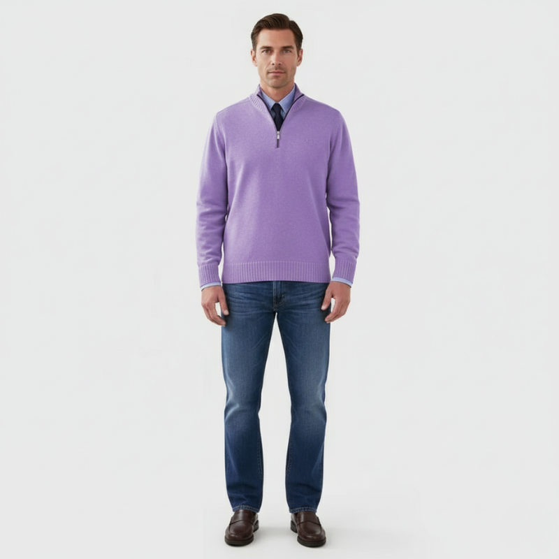 Wout | Heren Half Zip Trui Paars Larenza.nl