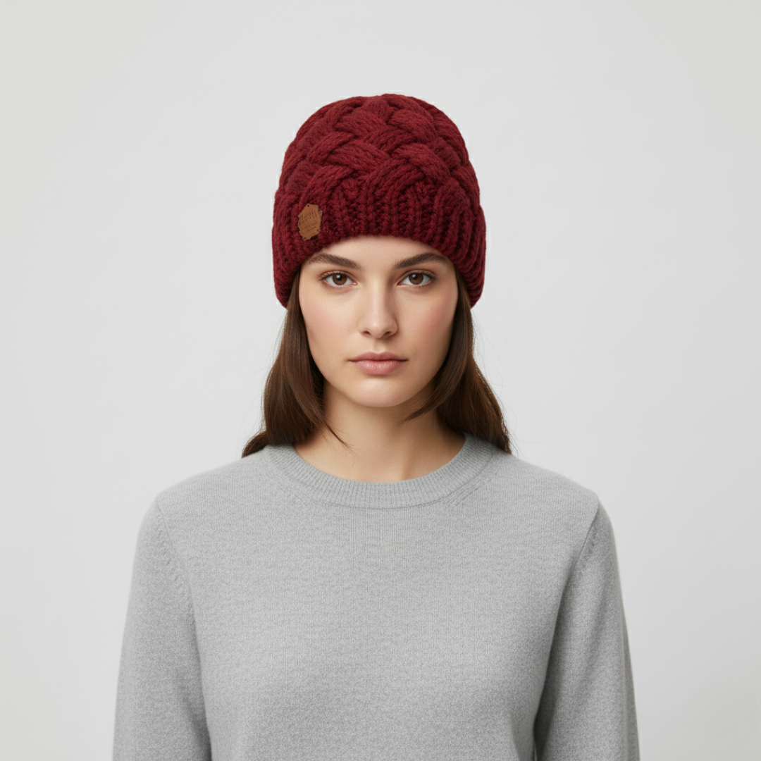 Zoë | Dames Wintermuts Gebreid Rood Larenza.nl
